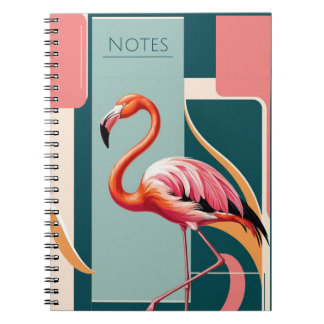 Carnet Flamant rose Art déco
