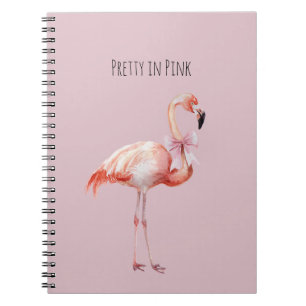 Carnet Flamant rose avec noeud rose