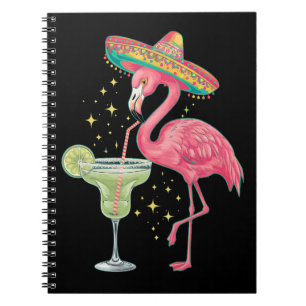 Carnet Flamant rose Boire Margarita Funny Poncho mexicain