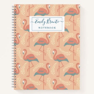Carnet Flamant rose élégant d'inspiration Art déco mot