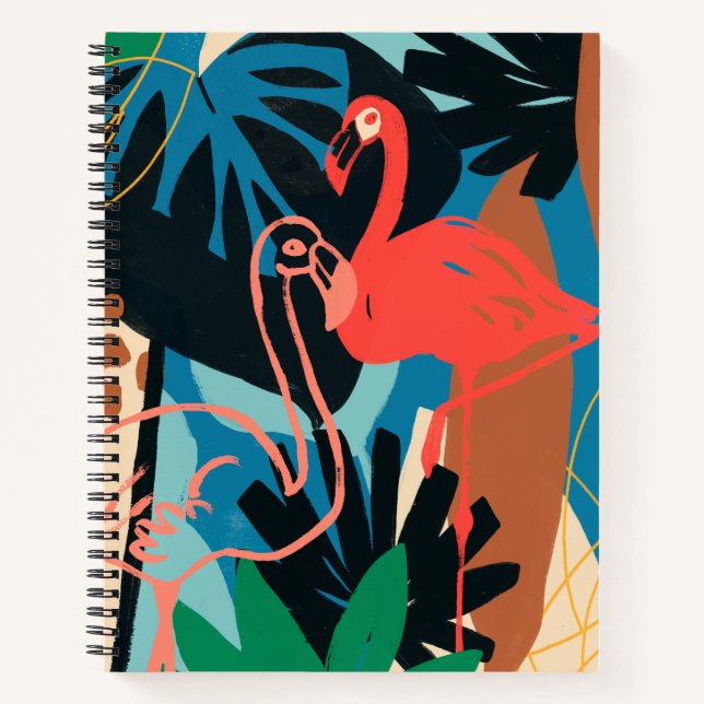 Carnet Flamant rose funky (Devant)