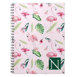 Carnet Flamant Rose Hibiscus Tropical Fleurs Amusantes Ét