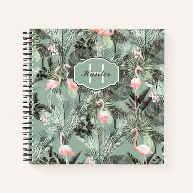 Carnet Flamant rose Orchidée Tropical Motif Sage ID868 (Devant)