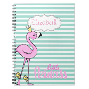 Carnet Flamant rose Rose Cute Sur Bandes Blanches À La Me