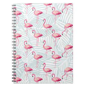 Carnet Flamant rose rose et Feuilles de palme - Cute