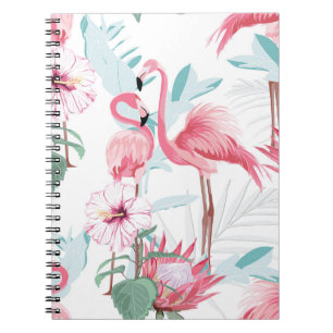 Carnet Flamant rose Rose : Fleurs Exotiques Sans Couleur.