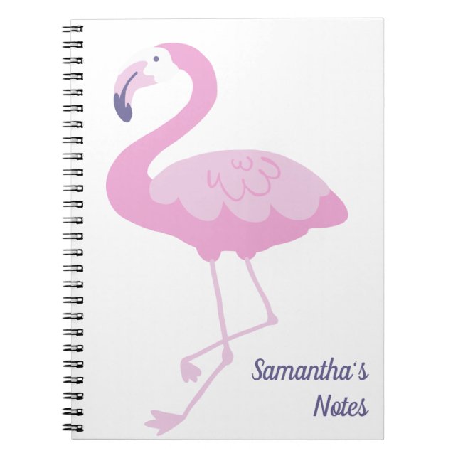 Carnet Flamant rose rose mignon avec nom (Devant)