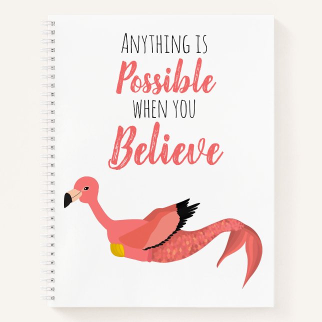 Carnet Flamant rose rose motivationnel Sirène Inspiration (Devant)