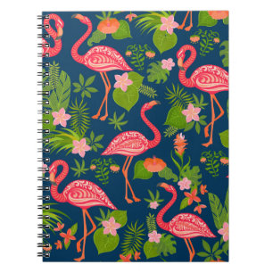 Carnet Flamant rose rose : Turquoise rayé Vintage