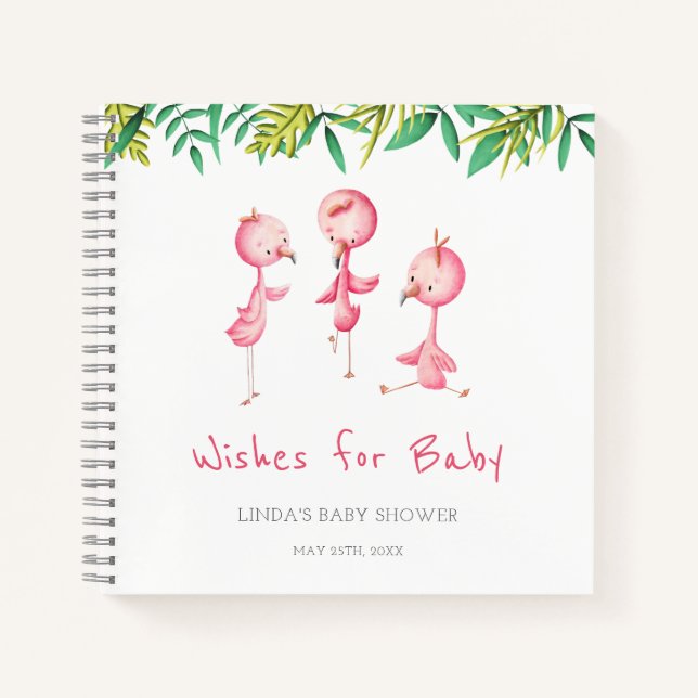 Carnet Flamant rose Tropical mignon Wives for Baby Guest  (Devant)