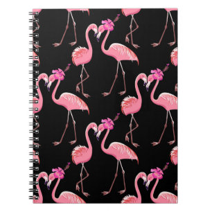 Carnet Flamants roses roses : Arrière - plan noir Vintage