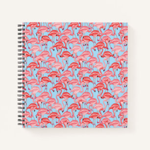 Carnet Flamants roses Roses Clairs Sur Bleu