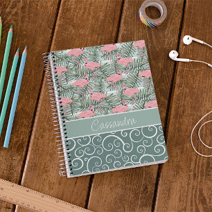 Carnet Flamants roses roses sur mesure Motif de feuilles