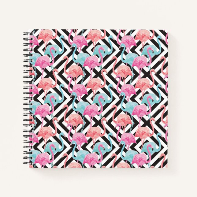 Carnet Flamants roses sur Motif de conception en gras (Devant)