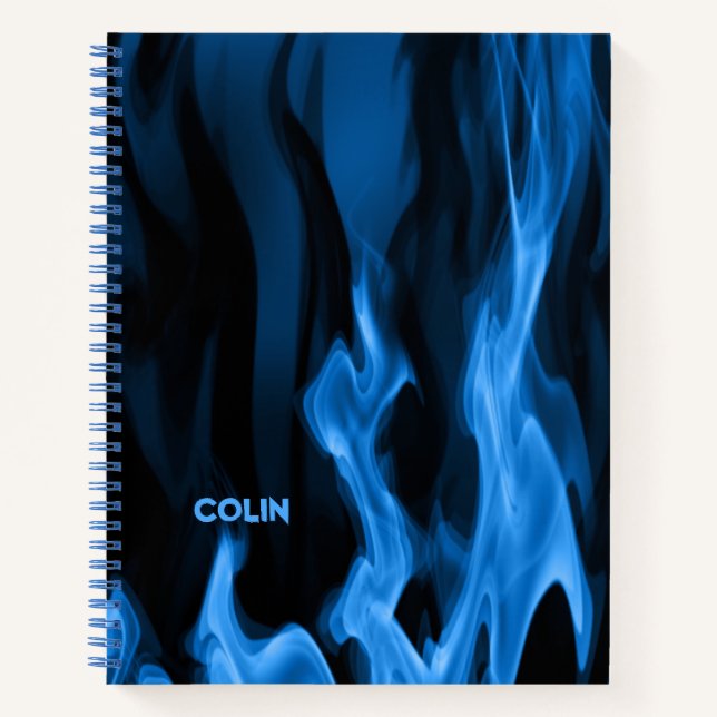 Carnet Flames bleu Cobalt | Spirale personnalisée (Devant)