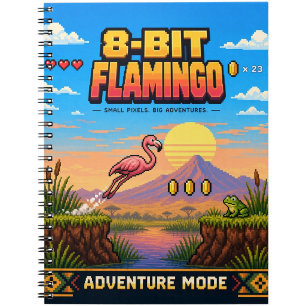Carnet Flamingo, Art Pixel Rétro 8 Bits
