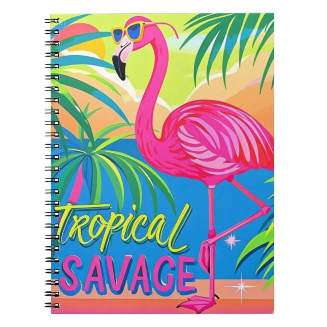 Carnet Flamingo rose Position tropicale sur une jambe (Devant)