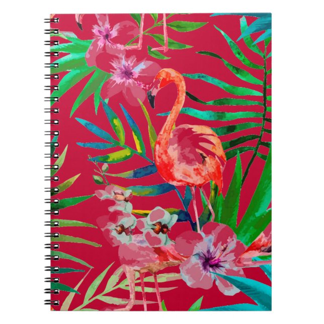 Carnet Flamingo rose tropicale (Devant)