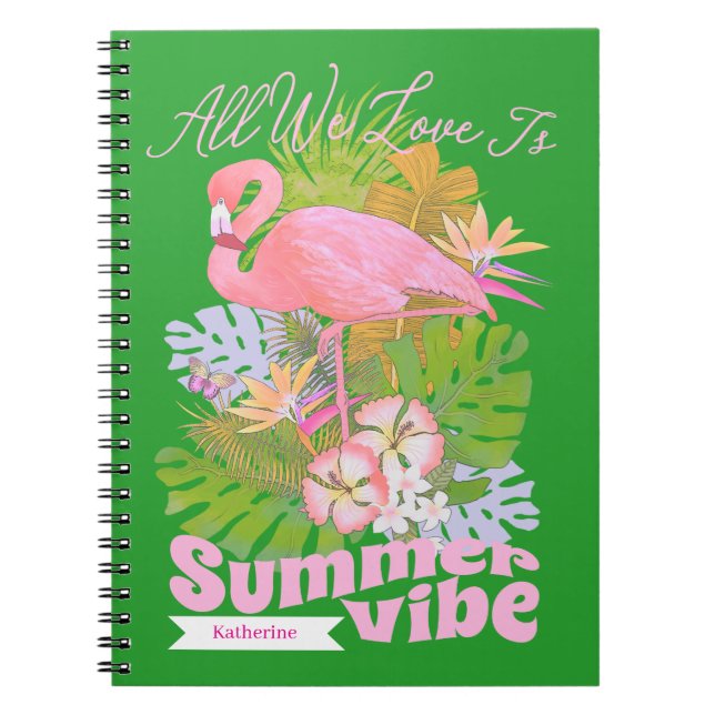 Carnet Flamingo Summer Green (Devant)
