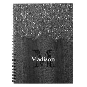 Carnet Flamme blanc noir scintille bois rustique Monogram