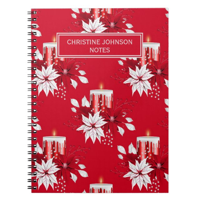Carnet Fleur à la mode rouge et blanche Poinsettia (Devant)