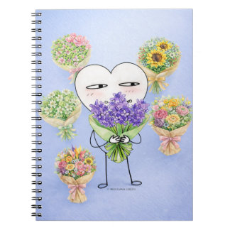 Carnet Fleur à personnage de cœur mignon