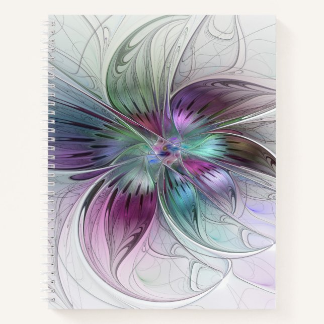 Carnet Fleur Abstraite colorée Art moderne floral fractal (Devant)