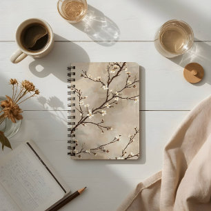 Carnet Fleur Blanche Élégante Branche Minimaliste