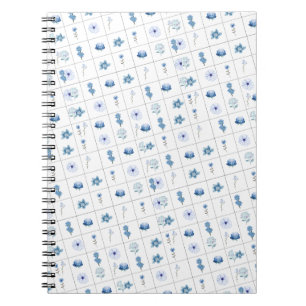 Carnet Fleur blanche et bleue
