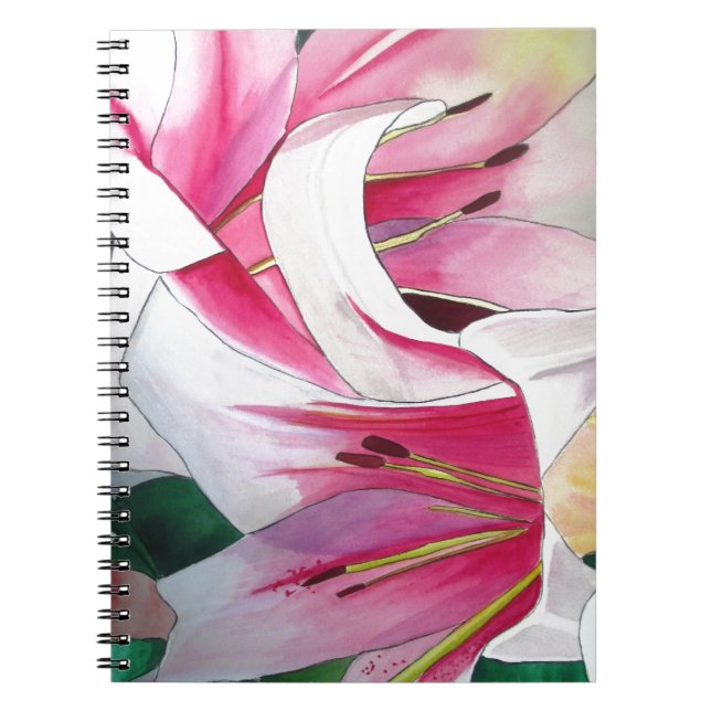 Carnet Fleur d'aquarelle de nénuphar blanc et rose (Devant)