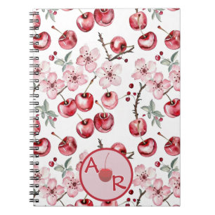 Carnet Fleur de cerise personnalisée et monogramme