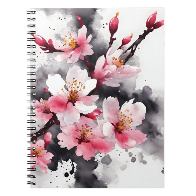 Carnet Fleur de cerisier - Fleurs à l'aquarelle (Devant)