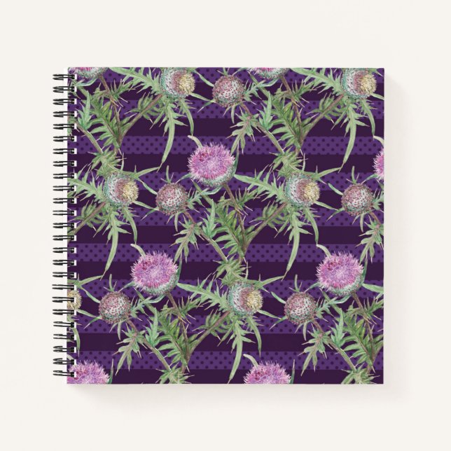 Carnet Fleur de chardon violet (Devant)