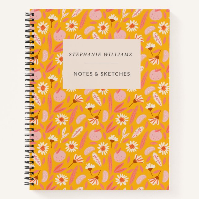 Carnet Fleur de fraise jaune mignonne Motif personnalisé (Devant)