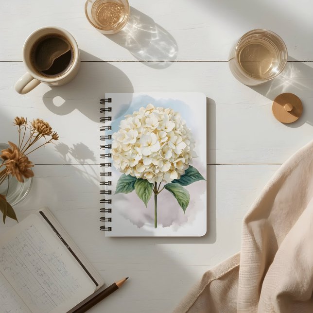 Carnet Fleur de Hydrangea blanche à l'aquarelle délicate (Créateur téléchargé)
