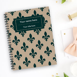 Carnet Fleur de Lis Motif, Français, Royal, Vert