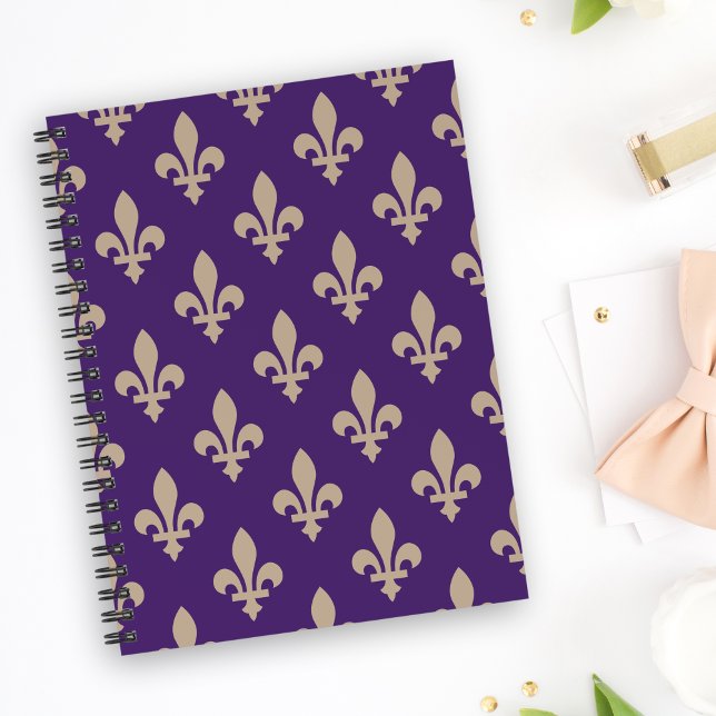 Carnet Fleur de Lis Motif, Royal French Creative on Purpl (Créateur téléchargé)