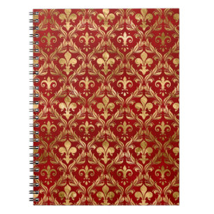 Carnet Fleur-de-lis pattern luxury red