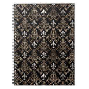 Carnet Fleur-de-lis pattern pearl and gold