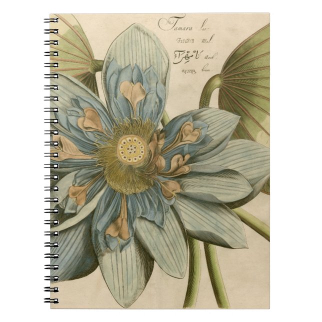 Carnet Fleur de Lotus Bleu sur Arrière - plan Tan avec éc (Devant)