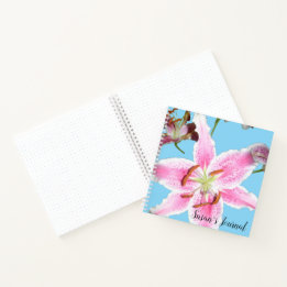 Carnet Fleur de Lys Rose sur Aqua