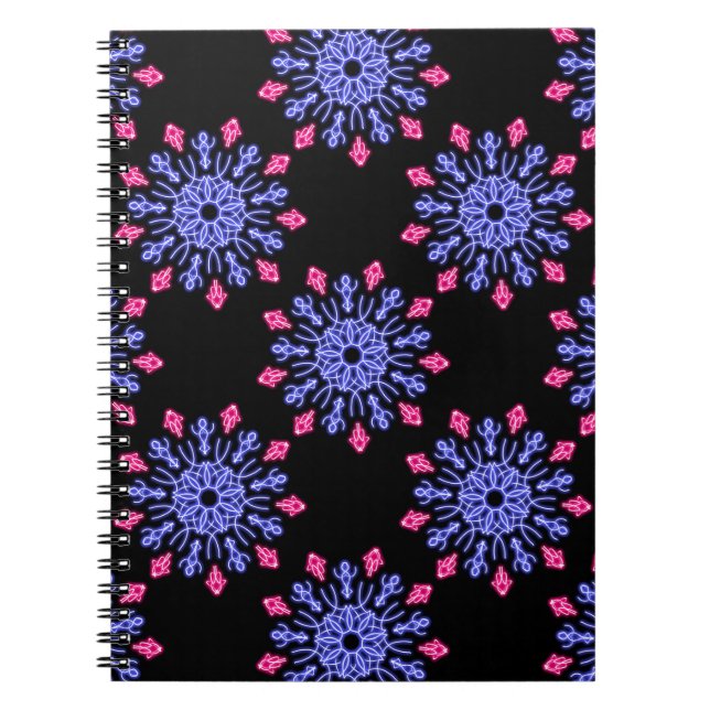 Carnet Fleur de néon bleu et rouge (Devant)