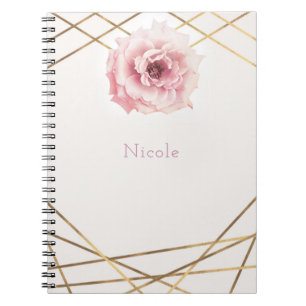 Carnet Fleur de paonée florale rose et or Glam personnali
