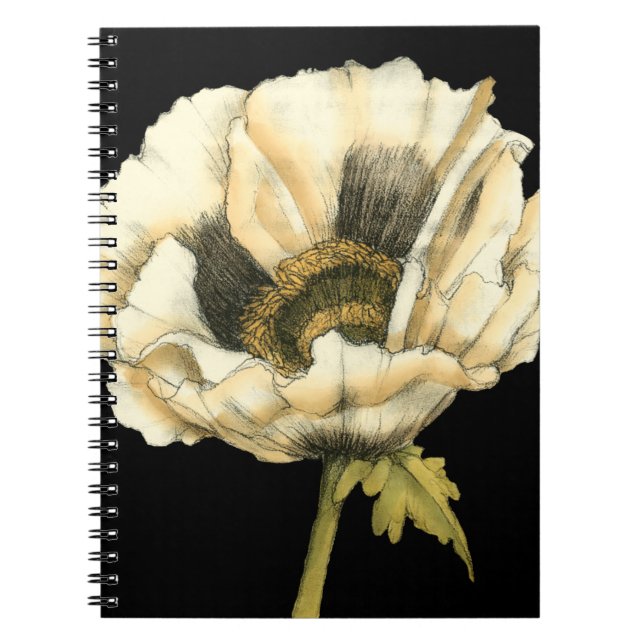Carnet Fleur de pavot à crème sur Arrière - plan noir (Devant)