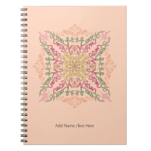 Carnet Fleur de pêche douce Script kaléidoscopique Meille