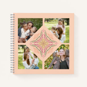 Carnet Fleur de pêche douce Script kaléidoscopique Meille