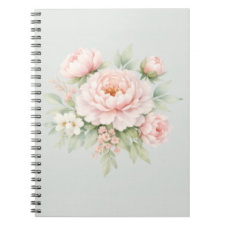 Carnet Fleur de Pivoine Pastel, Botanique à l'aquarelle d