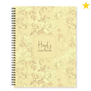 Carnet Fleur de toile florale jaune Nom personnalisé Rece