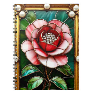 Carnet Fleur de verre teinté élégante avec cadre complexe