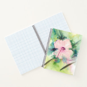 Carnet Fleur d'Hibiscus Bélizien à l'aquarelle peinte à l